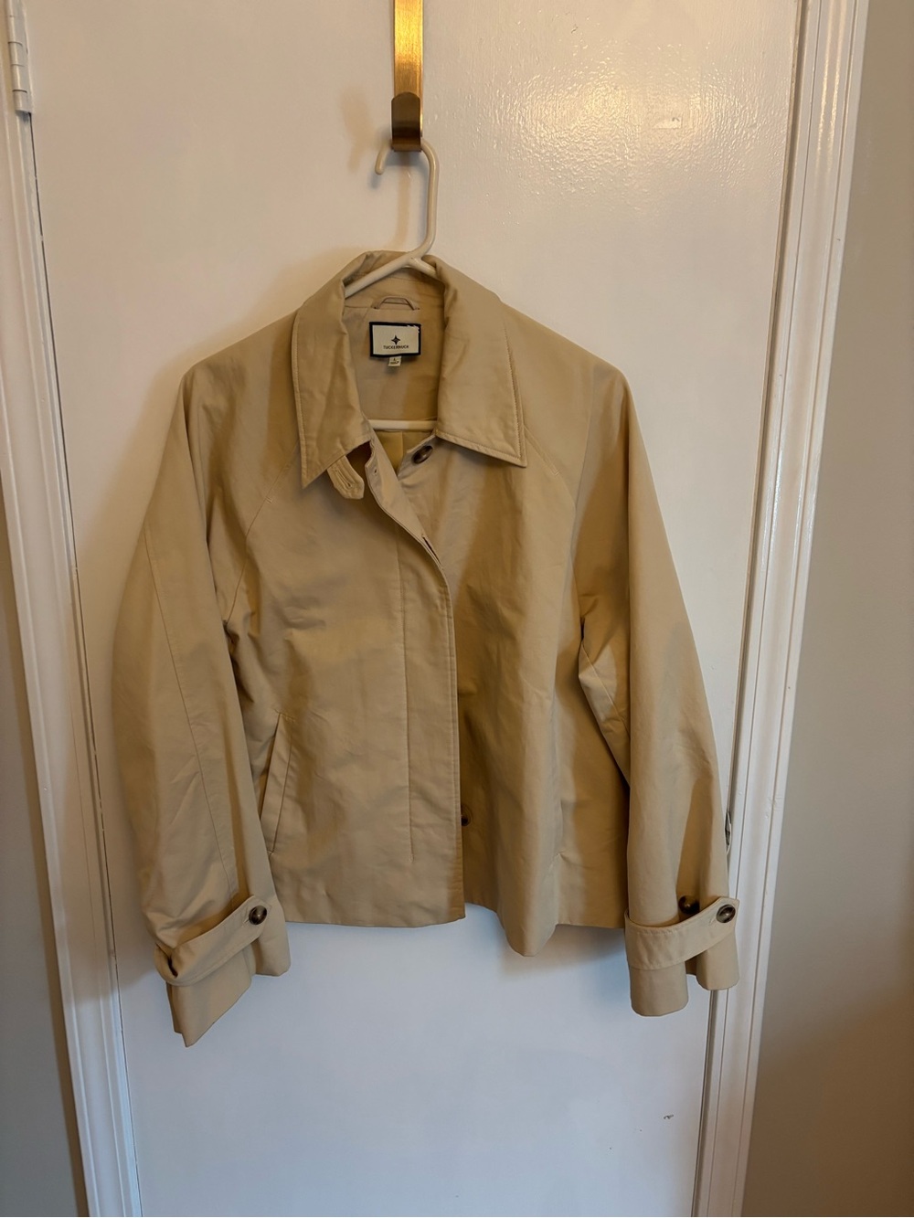 Classic Tuckernuck Drew Khaki Cropped Women's Trench Jacket Large